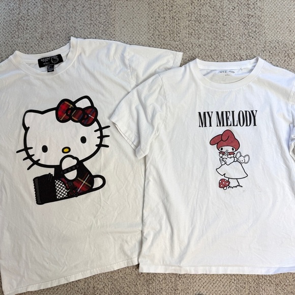 Bundle of Sanrio Kawaii Graphic Tee Cotton T-shirt 2 Piece Set - Picture 1 of 8